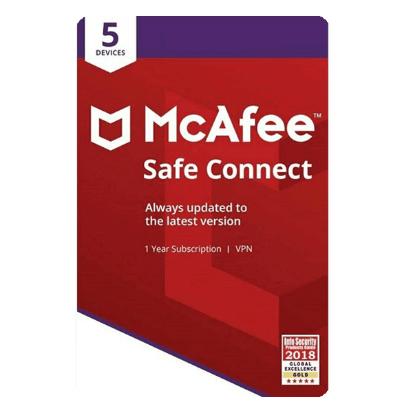 McAfee Safe Connect VPN 5 Device 1 Year Global